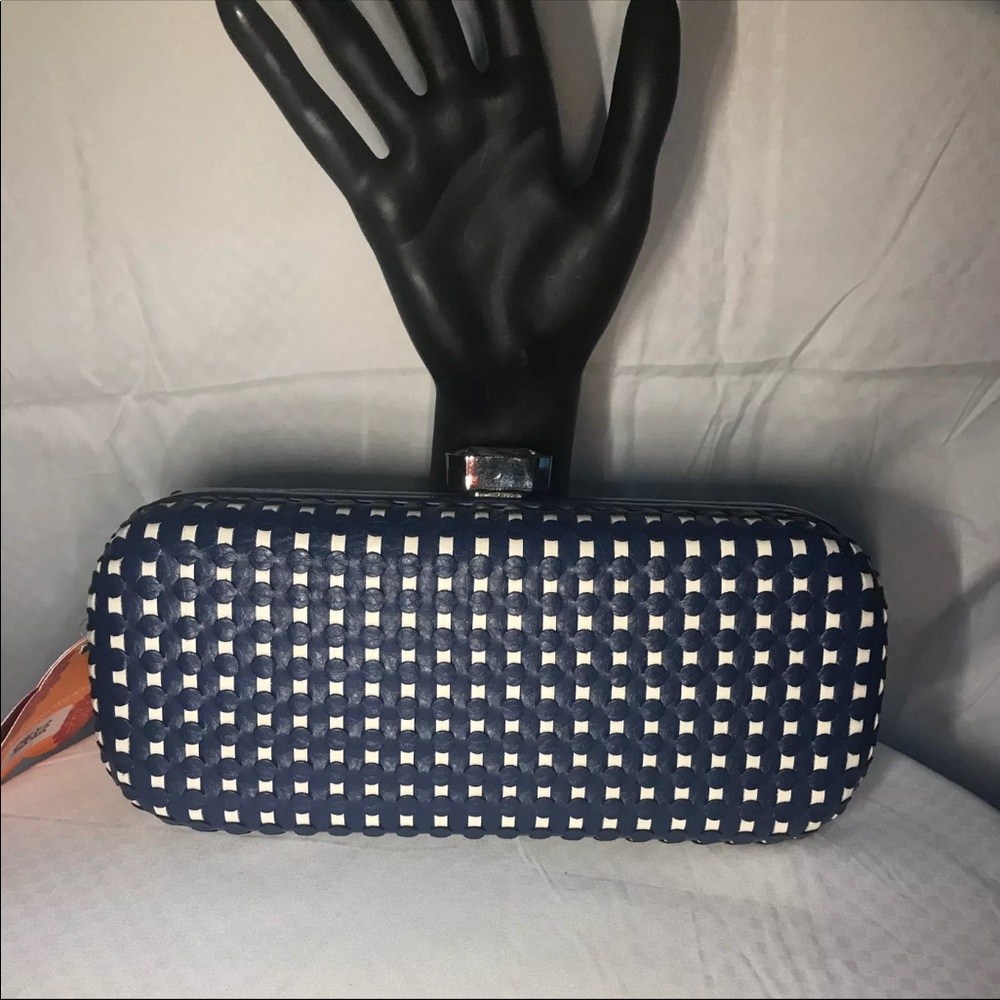 Blue & White Rectangle Box Hand Clutch